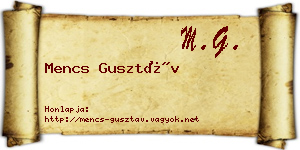 Mencs Gusztáv névjegykártya